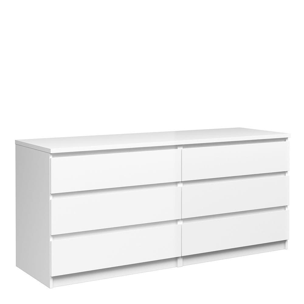 Enzo Wide Chest of 6 Drawers (3+3) in White High Gloss